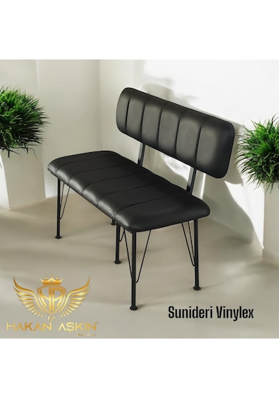 By Hakan Aşkın Siyah Metal Ayaklı Metal Alt Kasalı Sunideri Vinylexline Style 2025 Sırtlı Bench & Bank Siyah Deri Siyah Deri Sunideri