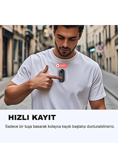 Coverzone Göğüse Takılabilir Mıknatıslı Kolyeli 1080p Mini Geniş Açı Aksiyon Kamera / Hafif Ve Kompakt Tasarı