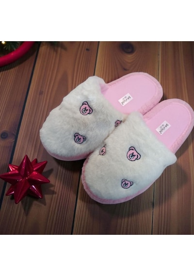 Huzurlu Adımlar Pembe Beyaz Terlik