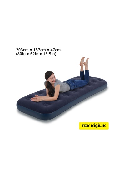 Terravita Tek Kişilik Şişme Yatak + Pompa 191 x 73 x 22 CM 100 KG Taşıma Kapasiteli 24040 Lacivert