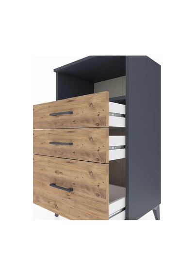 Hyperion Komodin Tek Raflı 3 Çekmeceli 60x44x106 Antrasit-çam Antrasit