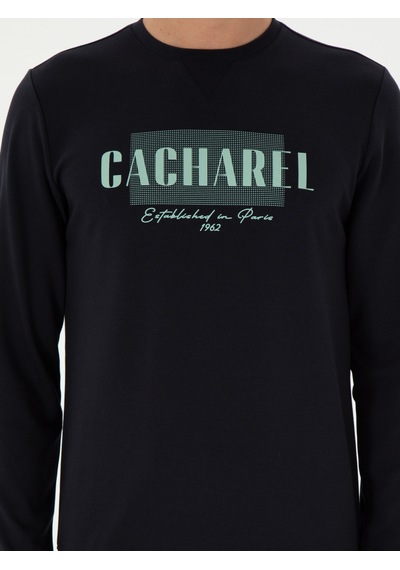 Siyah Regular Fit Bisiklet Yaka Sweatshirt Lacivert