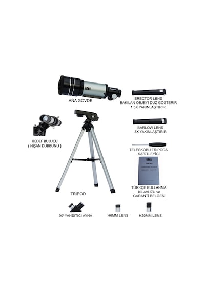 Lizer 150X Uzay Gezegen Ay Yıldız Doğa Gözlemi için Tripodlu Astronomik Teleskop