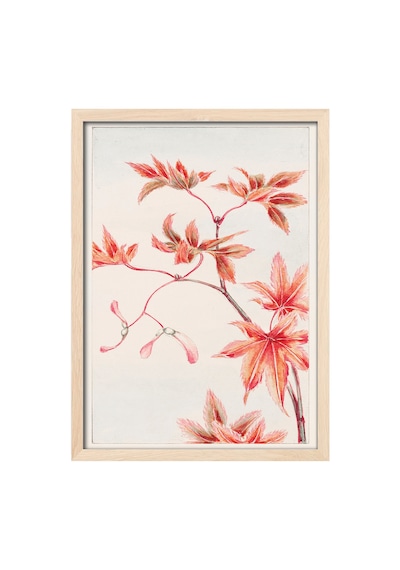 Red Flowers Ahşap Çerçeveli Poster, Dekoratif Sanatsal Duvar Tablosu