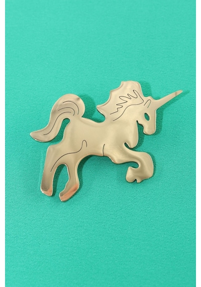 Çelik Efsanevi Saf Ve Masum Ölümsüzlük Atı Tek Boynuz Unicorn Broş. Yaka İğnesi Unicorn Broş. Unisex Gold