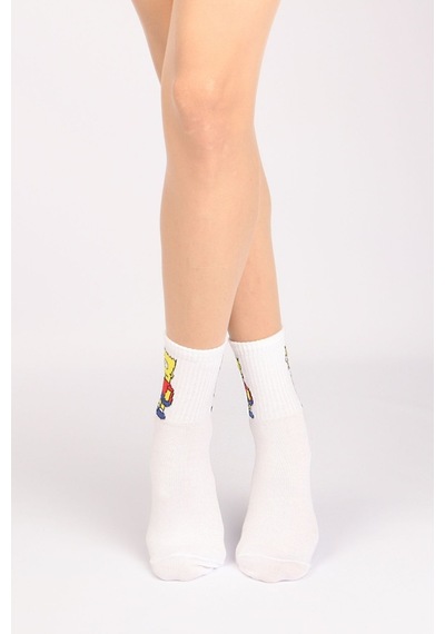 Socks Stores Erkek Çorap Soket Uzun Corap Renkli Desenli Çoraplar Beyaz