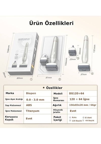 140 Titanyum İğneli Ayarlanabilir İğne Ölçülü 0.25-3.0mm Dermas