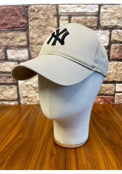 Hamze Ny New York Nakış Pamuk Unisex Beyzbol Cap Şapka Bej