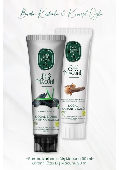 Eyüp Sabri Tuncer Bambu Aktif Karbonlu + Karanfil Özlü Diş Macunu 2 x 90 ML