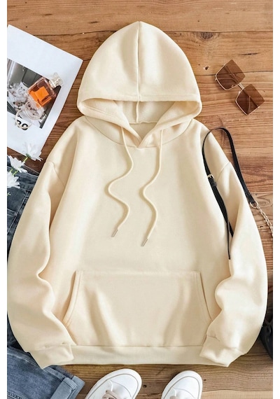Uyguntarz Unisex Face To The Sun Baskılı Sweatshirt Bej