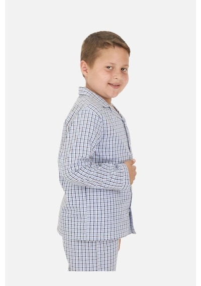 The Nuba The Don Mavi-Lacivert Ekose Desenli Erkek Çocuk Pijama Takımı (2-