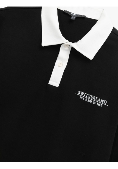Koton Uzun Kollu Pamuklu Düğmeli Nakışlı Renk Kontrastlı Polo Yaka Sweatshirt Siyah 6wam70056mk Siyah Koton Uzun Kollu Pamuklu Düğmeli Nakışlı Renk Kontrastlı Polo Yaka Sweatshirt Siyah 6wam70056mk Siyah