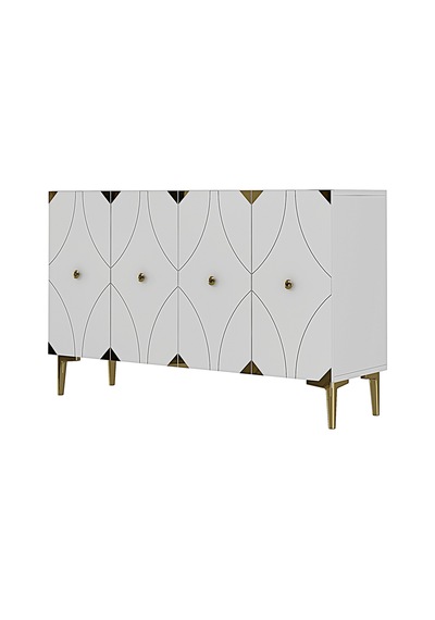 Ka1297bg Alfa Konsol Ve Tv Sehpası Beyaz-gold 120cm