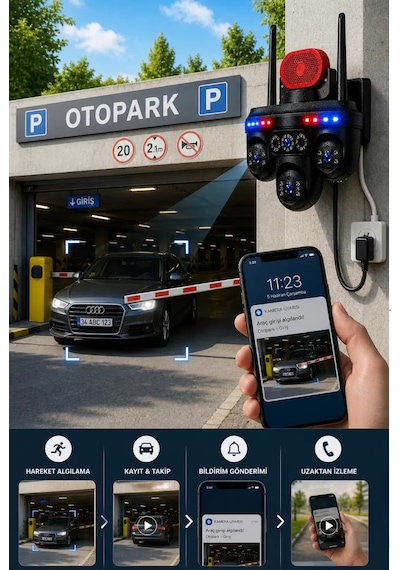 Mpıa Goro 4 Lens Wifi 3 Ptz 3 Kamera Motorlu +1 Kamera Sabit Ip66 Gece Görüş Akıllı Güvenlik Kamerası