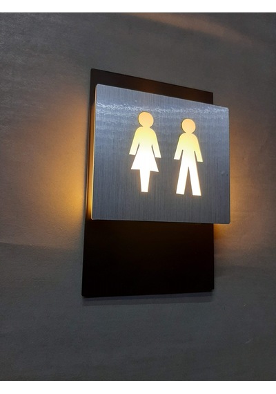 Kadın ve Erkek Ikonlu Işıklı Wc Yönlendirme Levhası