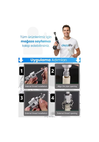 2 Li Set İç Dış Plastik Boru Diş Açma Seti 1/2 Ve 3/4 İnç Pvc Boru Pafta Klavuz 20mm 25mm Pprc