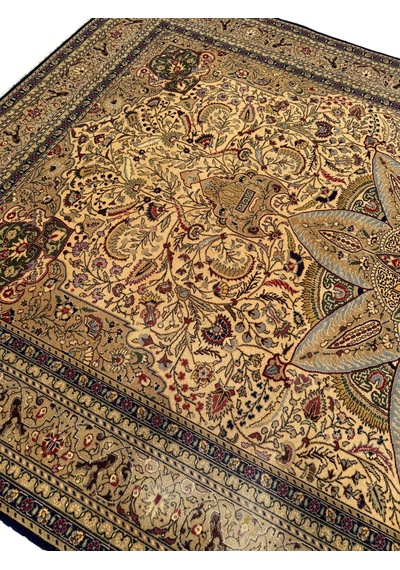 El Dokuma Vintage Bünyan Halısı 200x320 Lacivert Eskitme Yün Halı Lacivert