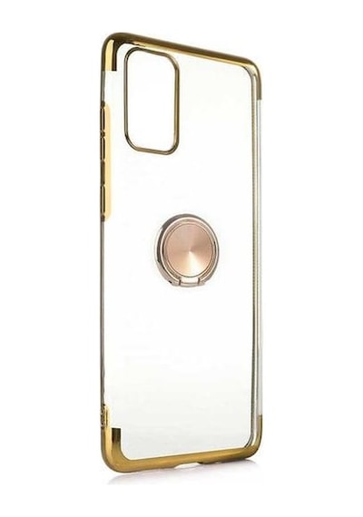 Galaxy Uyumlu S20 Kılıf Kenarları Renkli Yüzüklü Manyetik Silikon Siyah