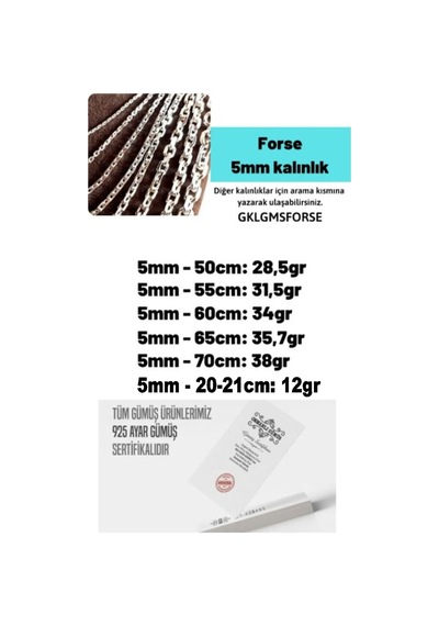 Erkek Gümüş Kolye ve Erkek Gümüş Bileklik Set - 5mm Forse Model Erkek Gümüş Set