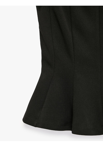 Koton Krep Scuba Kumaş Fiyonk Detaylı Kayık Yaka Kolsuz Peplum Bluz Siyah 7wak10045ek