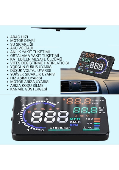 Multizone Hyundai Era-getz Hız Devir Su Sıcaklık Akü Yakıt Tüketimi Gps Gösterge Araba Obd2 Hud A8