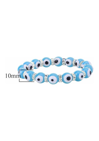 Stretch 10 Mm Turkuaz Renk Nazar Boncuklu Kristal Taşlı Rondela Bileklik Diğer