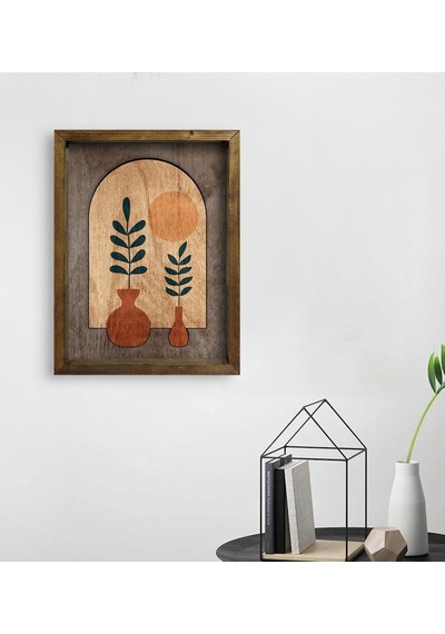 Bk Home Botanical Art Tasarımlı Doğal Masif Ahşap Çerçeveli Tablo (496632844)
