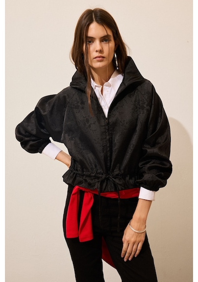 Defacto Beli Büzgülü Jakarlı Balloon Fit Dik Yaka Blazer Ceket I5184ax26wnbk81 Siyah-bk81