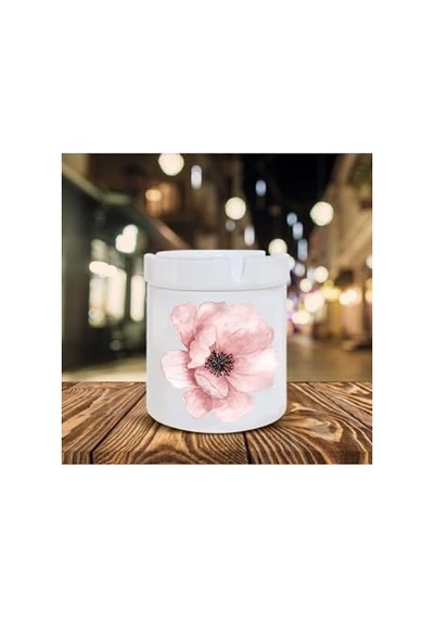 Hobishop 8829 Pembe Çiçek Desenli Seramik Şık Küllük