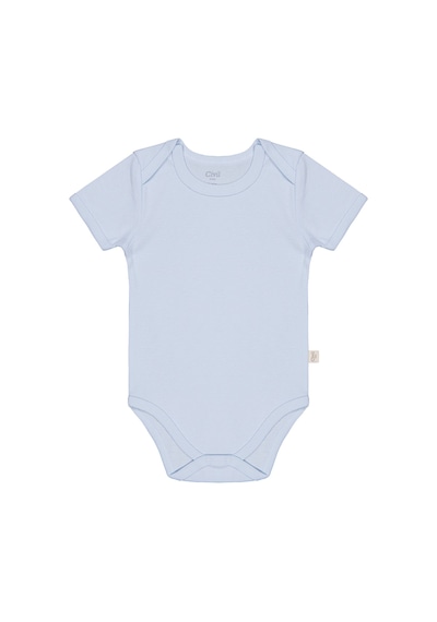 Civil Baby Düz Renkli Kısa Kol Çıtçıtlı Badi - Mavi 0-1 Ay Mavi