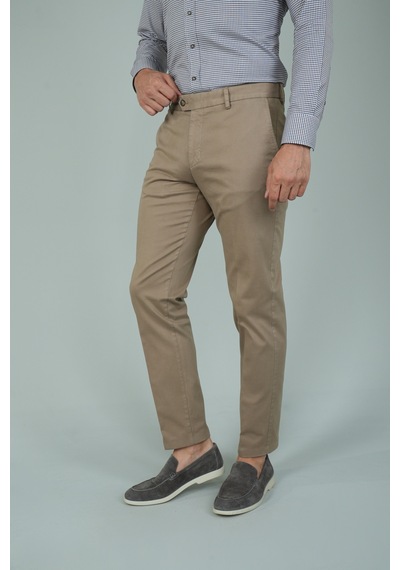 Bisse Bej Pamuklu Chino Pilesiz Erkek Pantolon Pns24k24001 07 Bej