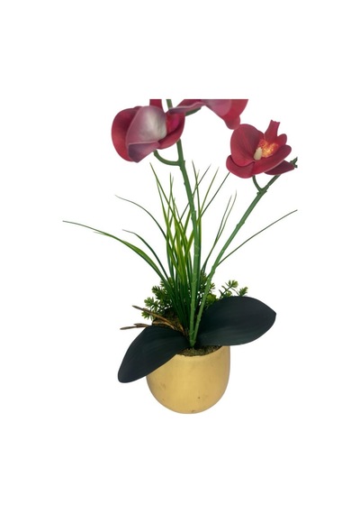 Yapay Çiçek Islak Orkide Gold Metal Saksıda Saksıda Orkide 50cm
