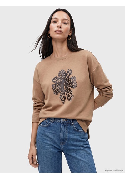 Lcw Everyday Kahverengi Çiçekli Oversize Soft Touch Kadın Tunik