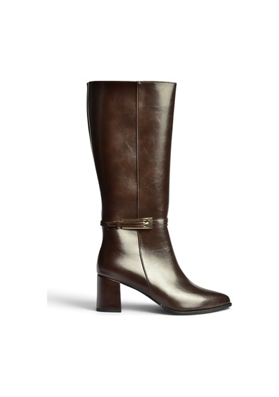 Fox Shoes Z480053060 Kahverengi Rustik Kalın Topuklu Klasik Kadın Çizme