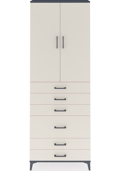 Arges Dolap 3 Raflı 6 Çekmeceli 2 Kapaklı 88x30x243 Antrasit-aytaşı Antrasit