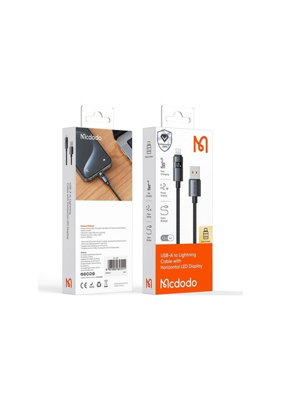 Ca-6490 Usb-a - Yatay Led Ekranli Aydinlatma Kablosu Siyah