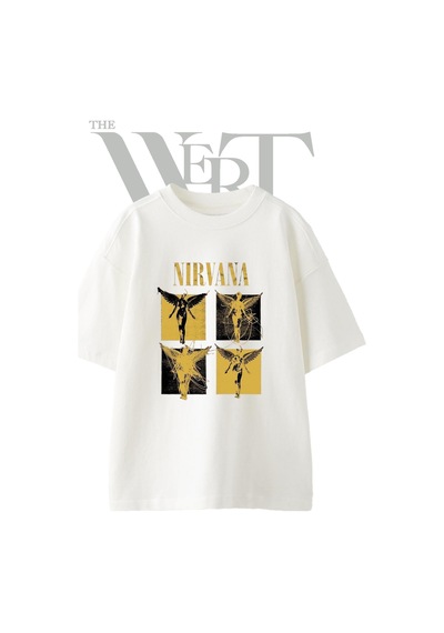 Thewert Nirvana In Utero Tasarım Baskılı Ünisex Beyaz Oversize T-shirt