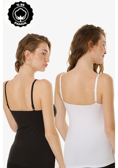 Parlingerie Hamile Kaplı Emzirme Atletli 2li Set Siyah-beyaz Siyah - Beyaz