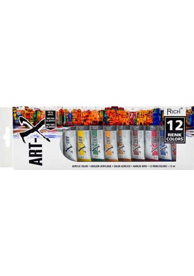 Rich Art-X Akrilik Boya Seti 12 Ml.x 12 Renk Tüp (ARTX-012-07521)