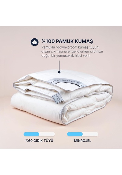 Silver 60 Downmix Yorgan %60 Gıdık Tüyü & Elyaf Karışımı, 195x215 Cm Çift Kişilik - Dengeli Isı Ve Konfor, Dört Mevsim Kullanım Çok Renkli