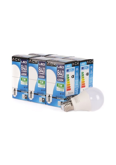 Ack 9w Led Ampul 4000k Günışığı E27 6'lı Eko Paket