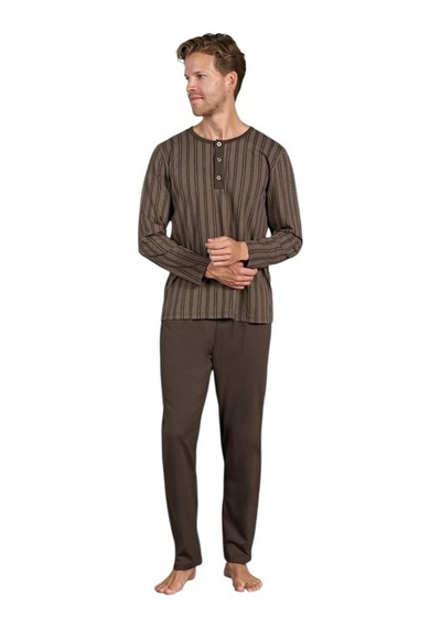 Pijadore Erkek %100 Pamuk Süprem Mevsimlik Uzun Kollu Pijama Takımı 1949 Kahverengi