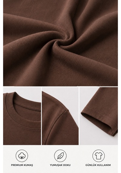 Masion Rae Erkek Premium Kahverengi Oversize Tişört Nefes Alan Yumuşak Dokulu Terletmeyen Rahat Kalıp Basic