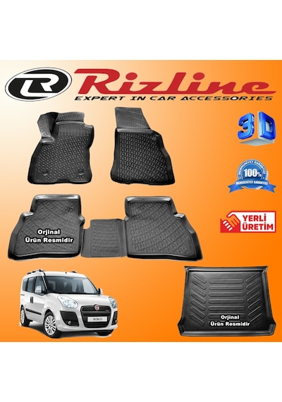Fiat Doblo 2 3D Paspas + Bagaj Havuzu 2010-2020 Arası Set Rizline N11.27553