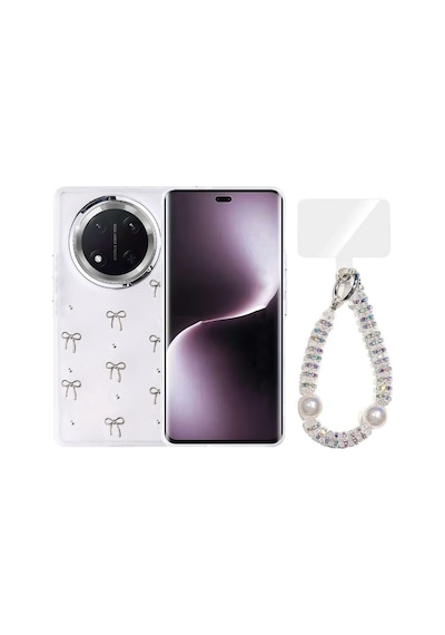 Teleplus Honor Magic 7 Lite Kılıf Pole Desenli El Bilekli Kılıf Gümüş