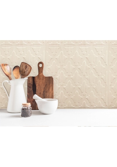 3 Boyutlu Duvar Paneli Kabartmalı Salon Desen Pvc 41x41 Cm/ 6 Adet /1 M² Beyaz Huş