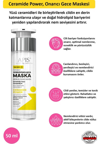 Apis Natural Ceramide Power Onarıcı Gece Maskesi 50 ML