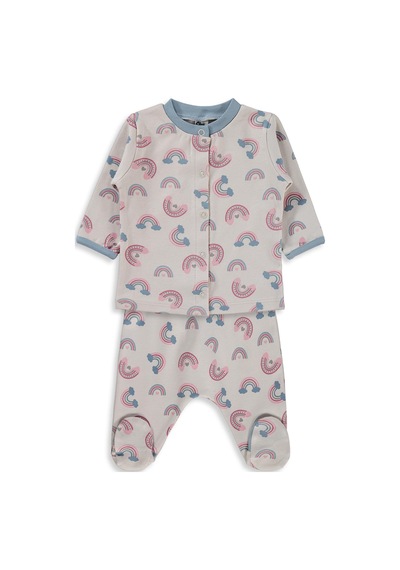 Civil Baby Gökkuşağı Empirme 1-9 Ay Pijama Takımı - Bej Taş Rengi