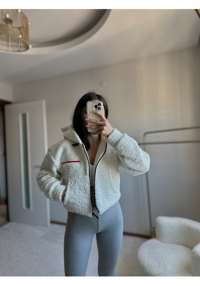 Moystore Prdd Peluş Yumoş Kısa Mont Beyaz