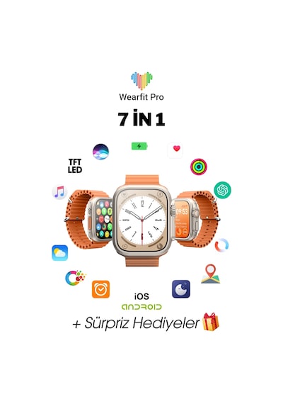 Wearfitpro Wearfit 7in1 Akıllı Kol Saati Smart Watch 7 Kordonlu Model:inç 49mm Tft Ekran Gri